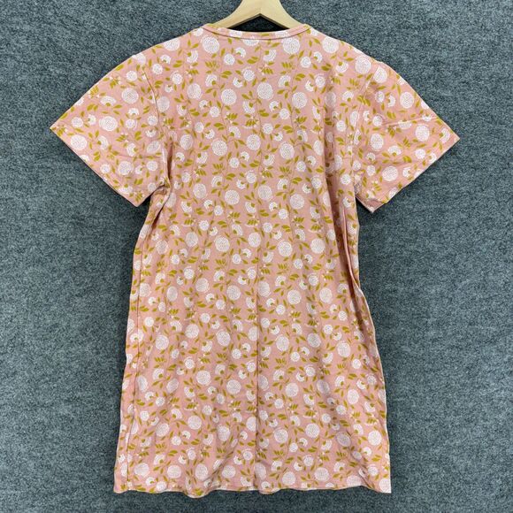 Unbranded Mini Dress Women M Medium Beige Floral Short Crew Neck Short Sleeve - Picture 2 of 6